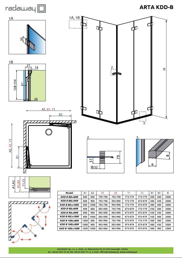 Душевая кабина Radaway Arta KDD B