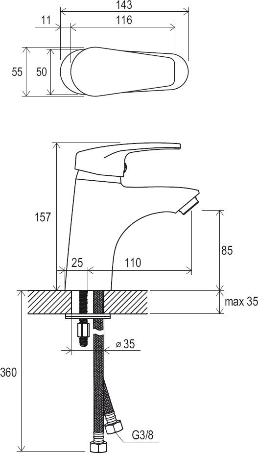 Смеситель для умывальника Ravak Neo NO 012.00, X070023