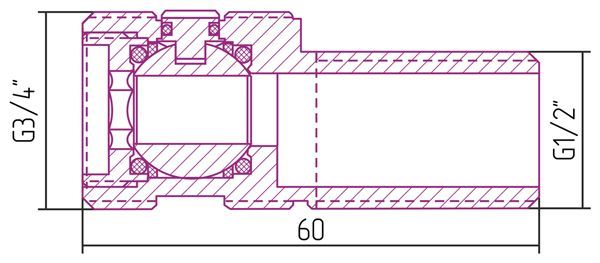 Эксцентрик запорный Сунержа 1/2" НР 3/4" НР, 00-1450-0000