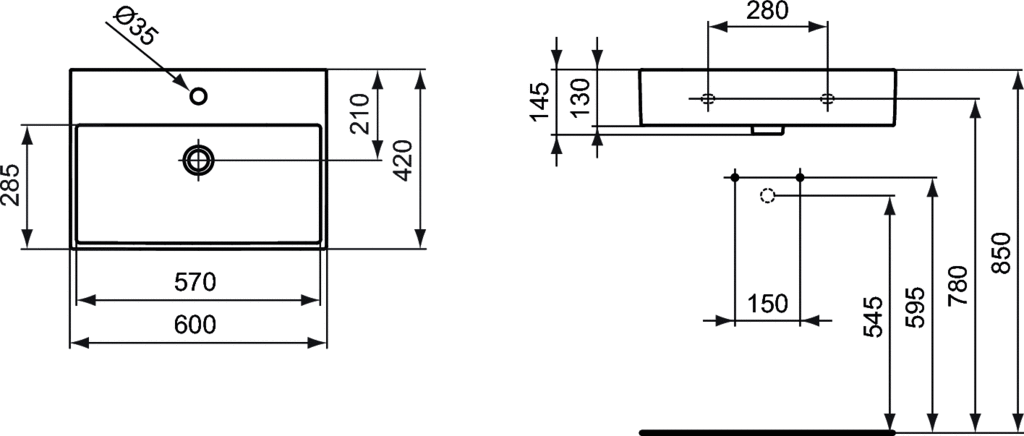 Умывальник Ideal Standard Strada 50/60/71