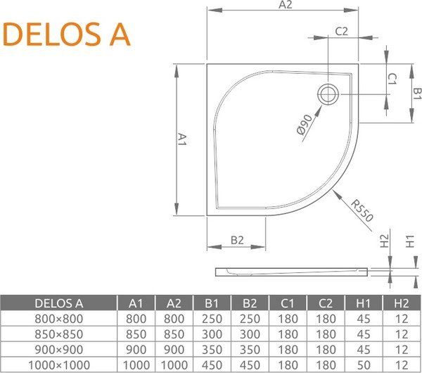 Душевой поддон Radaway Delos A