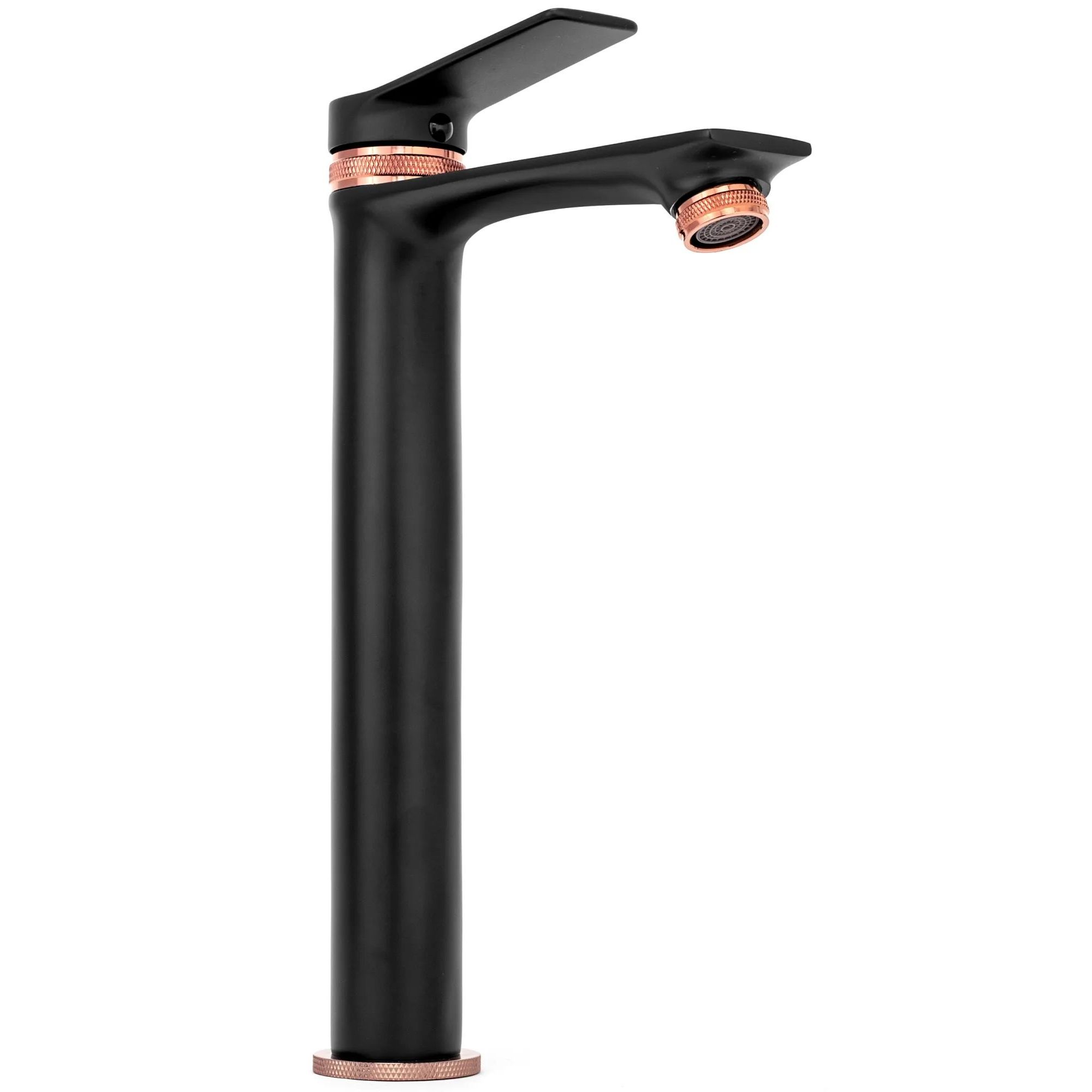 Смеситель для умывальника высокий Rea Viral Black/Rose Gold, REA-B2026
