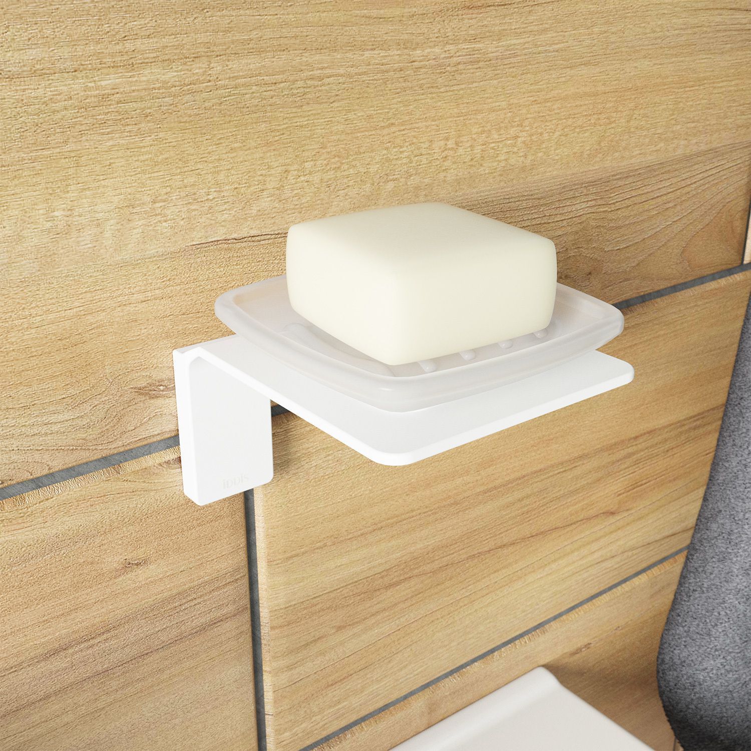 Мыльница, матовое стекло, сплав металлов белый матовый, Iddis Slide, SLIWTG0i42