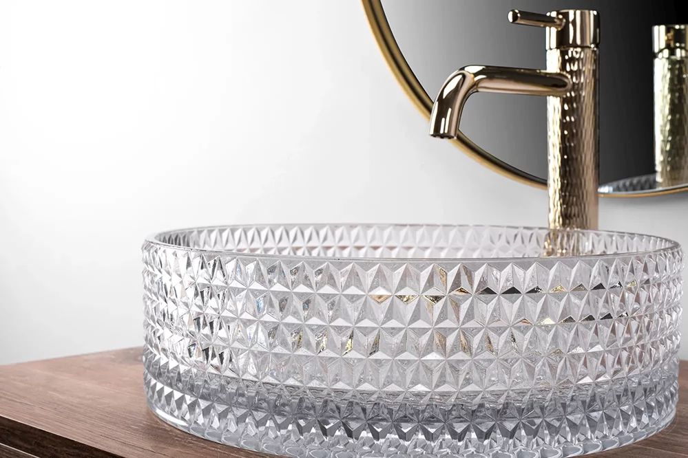 Умывальник Rea Cristal Transparent 35.5x35.5, REA-U9670