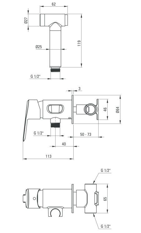 Смеситель скрытого монтажа с гигиеническим душем Deante Arnika Nero BQA N34M, BQA_N34M