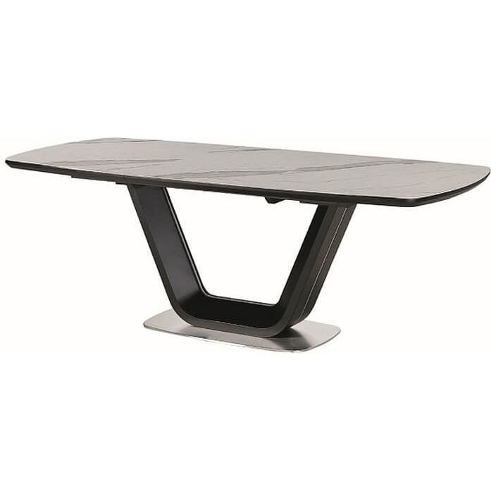 Стол обеденный Signal Armani Ceramic 160 раскладной белый мат/черный мат, ARMANIBC160