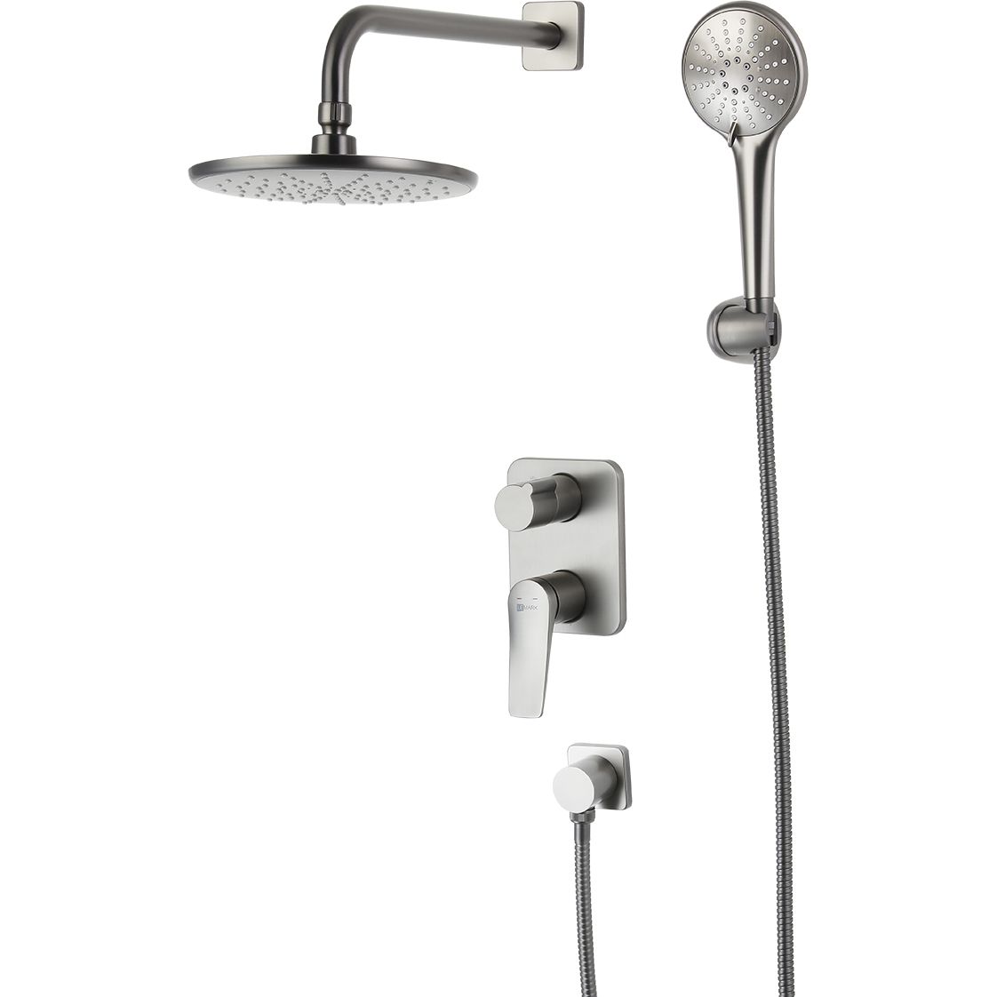 Смеситель для душа встраиваемый с дополнительной 3-функциональной лейкой Lemark Bronx, LM3729GM