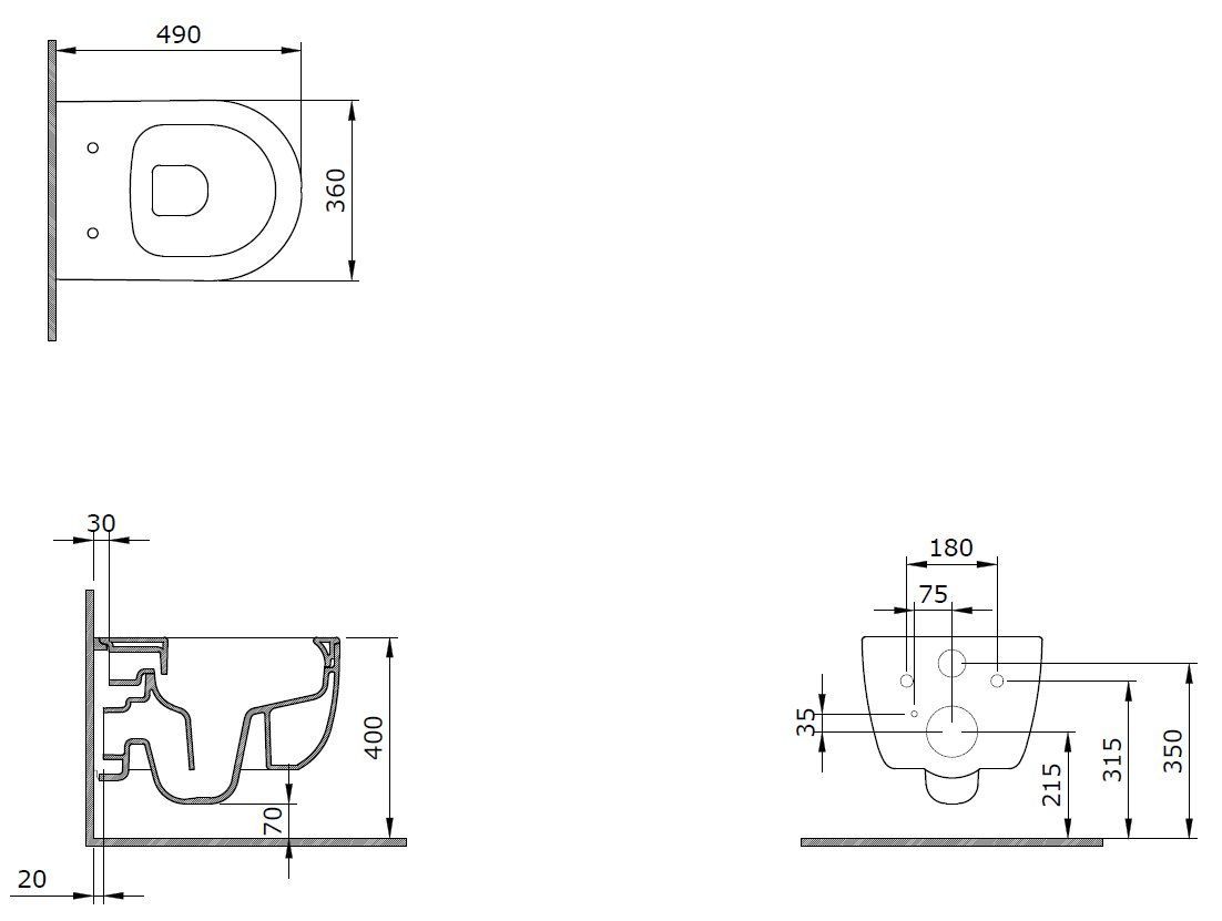 Унитаз подвесной Bocchi V-Tondo Compacto Rimless белый, 1417-001-0129