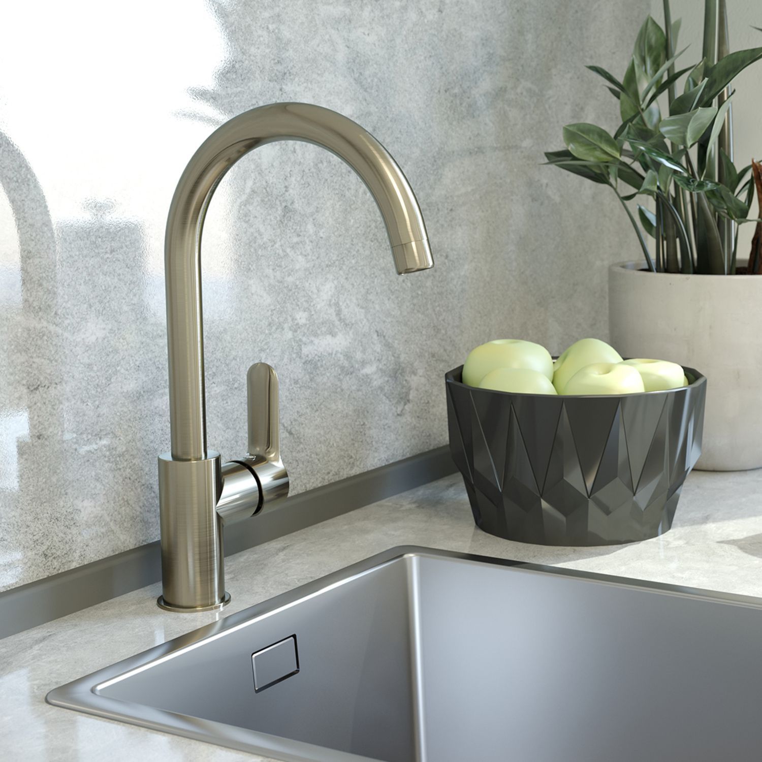 Смеситель для кухни, сатин, Iddis Cuba, CU1BNJ0i05