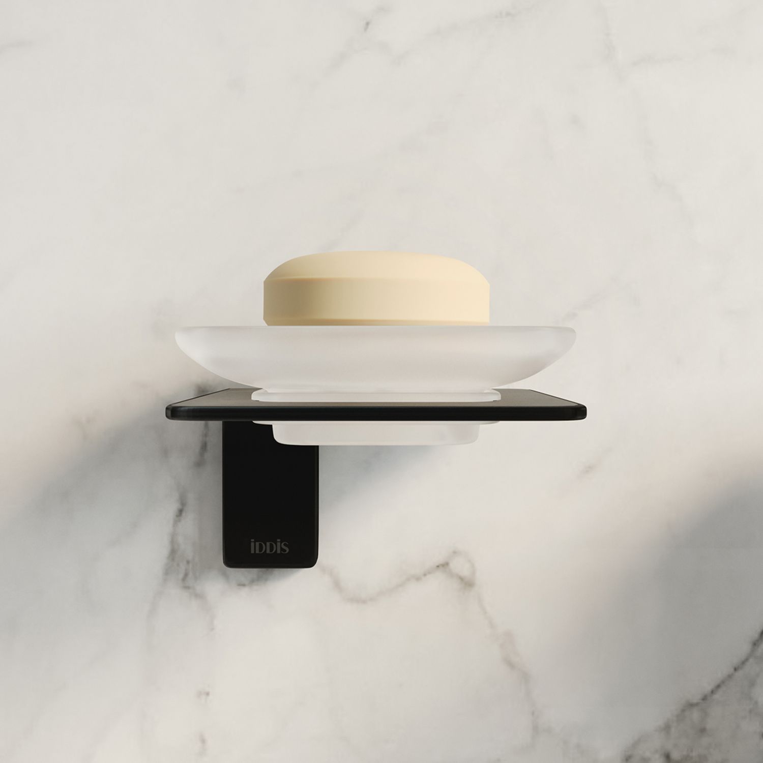 Мыльница, матовое стекло, сплав металлов, черный, Iddis Slide, SLIBSG0i42