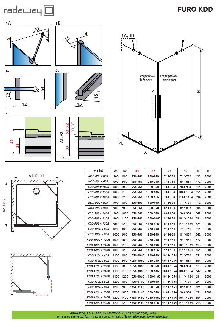 Душевой уголок Radaway Furo Gold