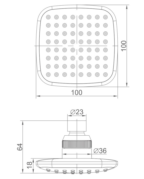 Душевая лейка потолочная 10x10 см Ledeme L19
