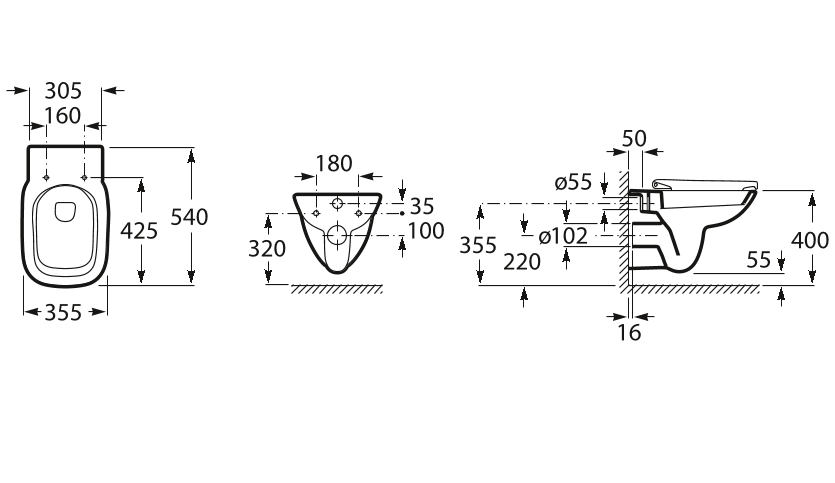 Унитаз подвесной Roca Debba, A346997000