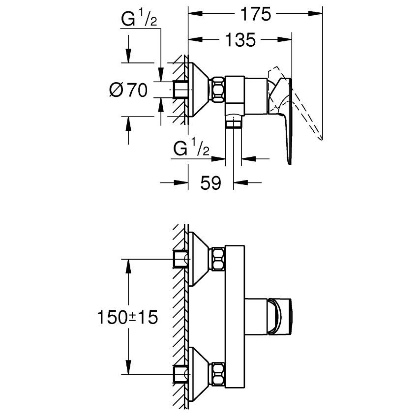 Смеситель для душа Grohe BauEdge, 23635001