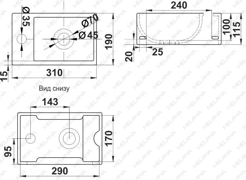 Раковина Melana MLN-A311R, A311R-803