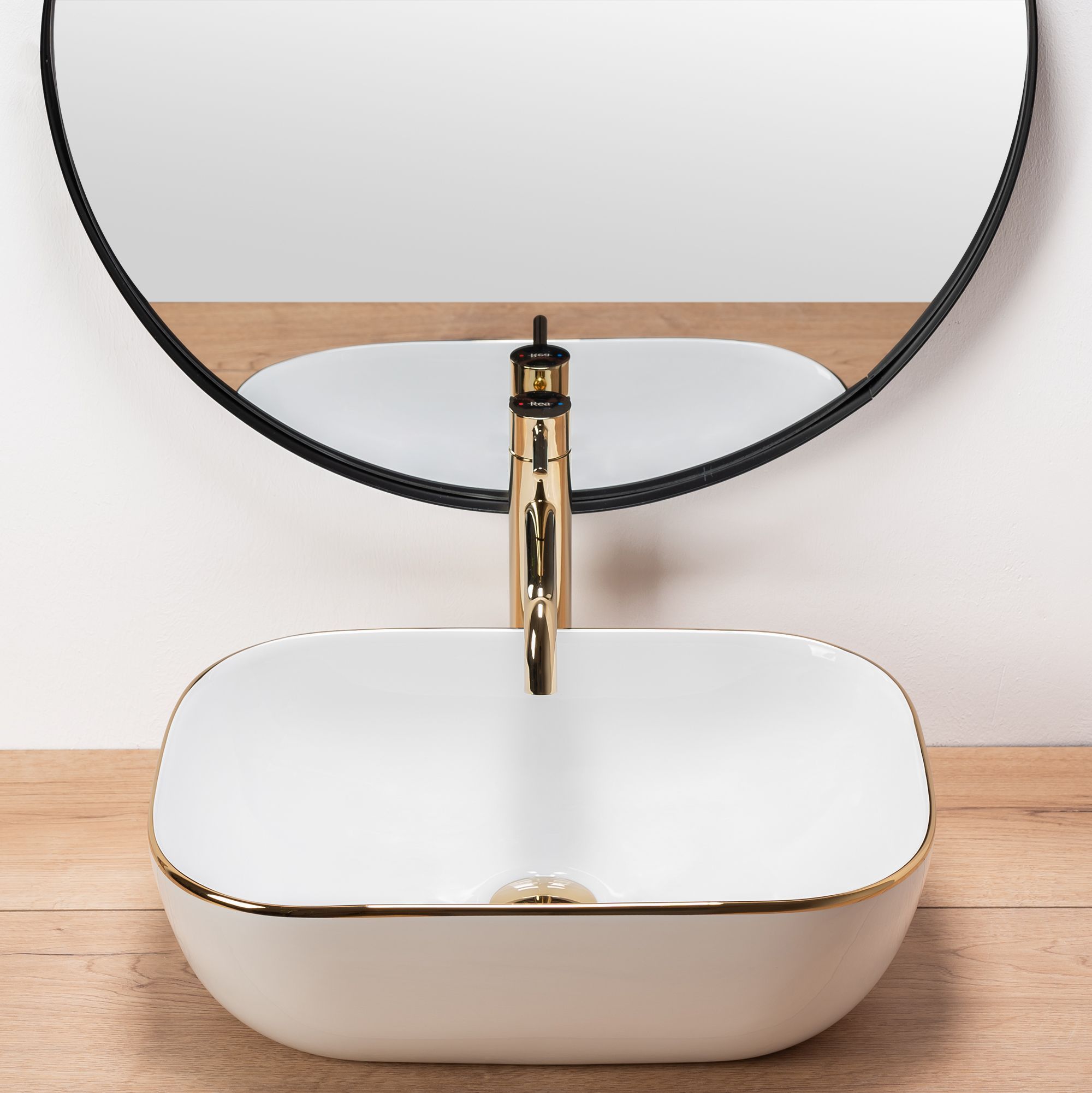 Умывальник Rea Belinda Gold Edge 46.5x33.5, REA-U8736