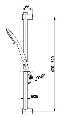 Душевой гарнитур со штангой Armatura Moza Black, 841-365-81