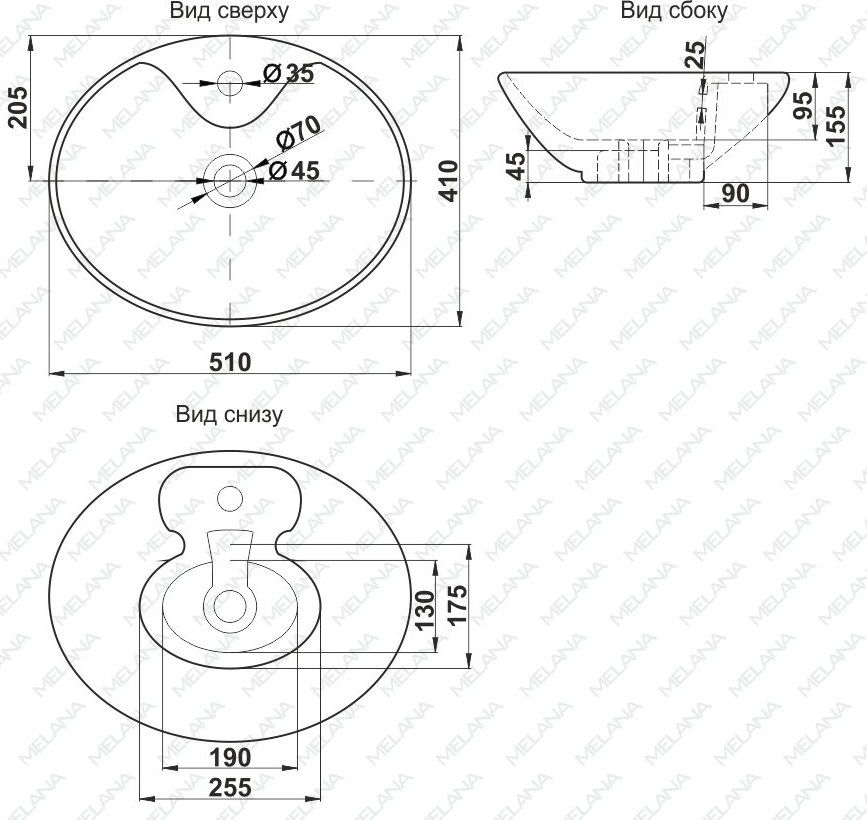 Раковина Melana 51x41, MLN-78197