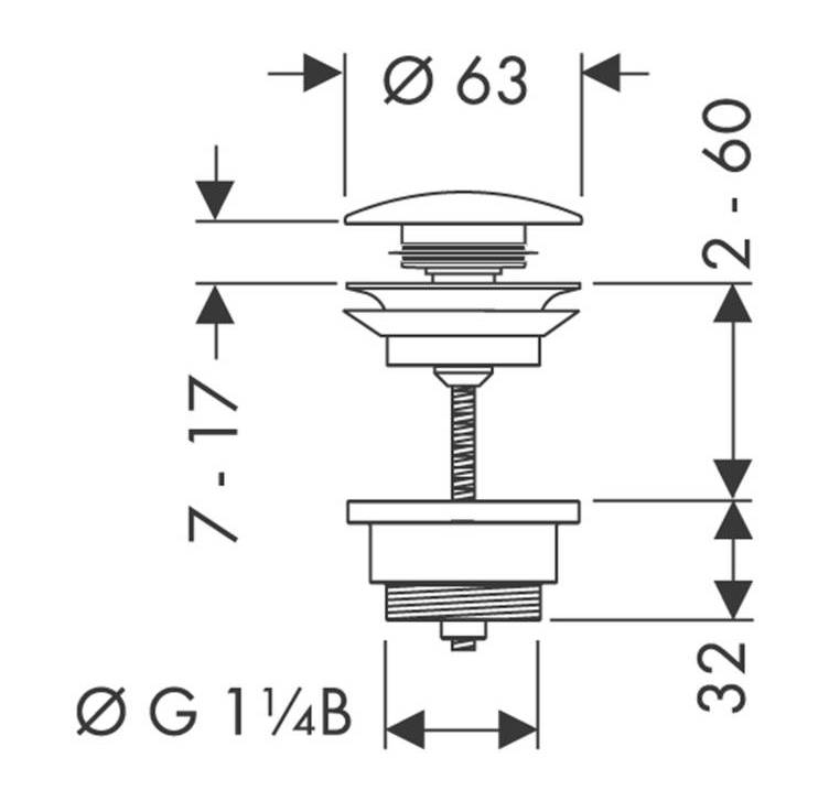 Донный клапан Hansgrohe Push-Open, 50100340