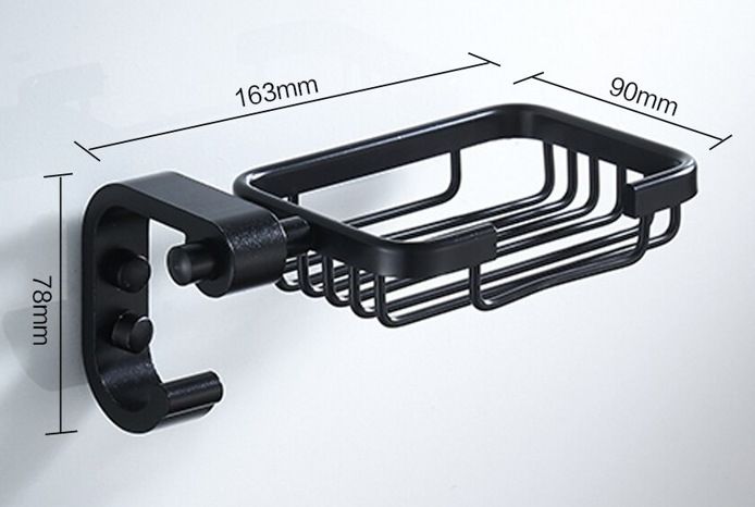 Металлическая мыльница настенная глубокая (черный) Ledeme L5502-1