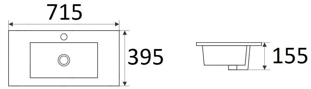Раковина для ванной Ceramalux 70x39.5, 9393-70