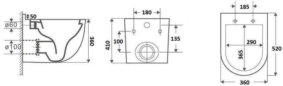 Унитаз подвесной безободковый Ceramalux, 2198MB
