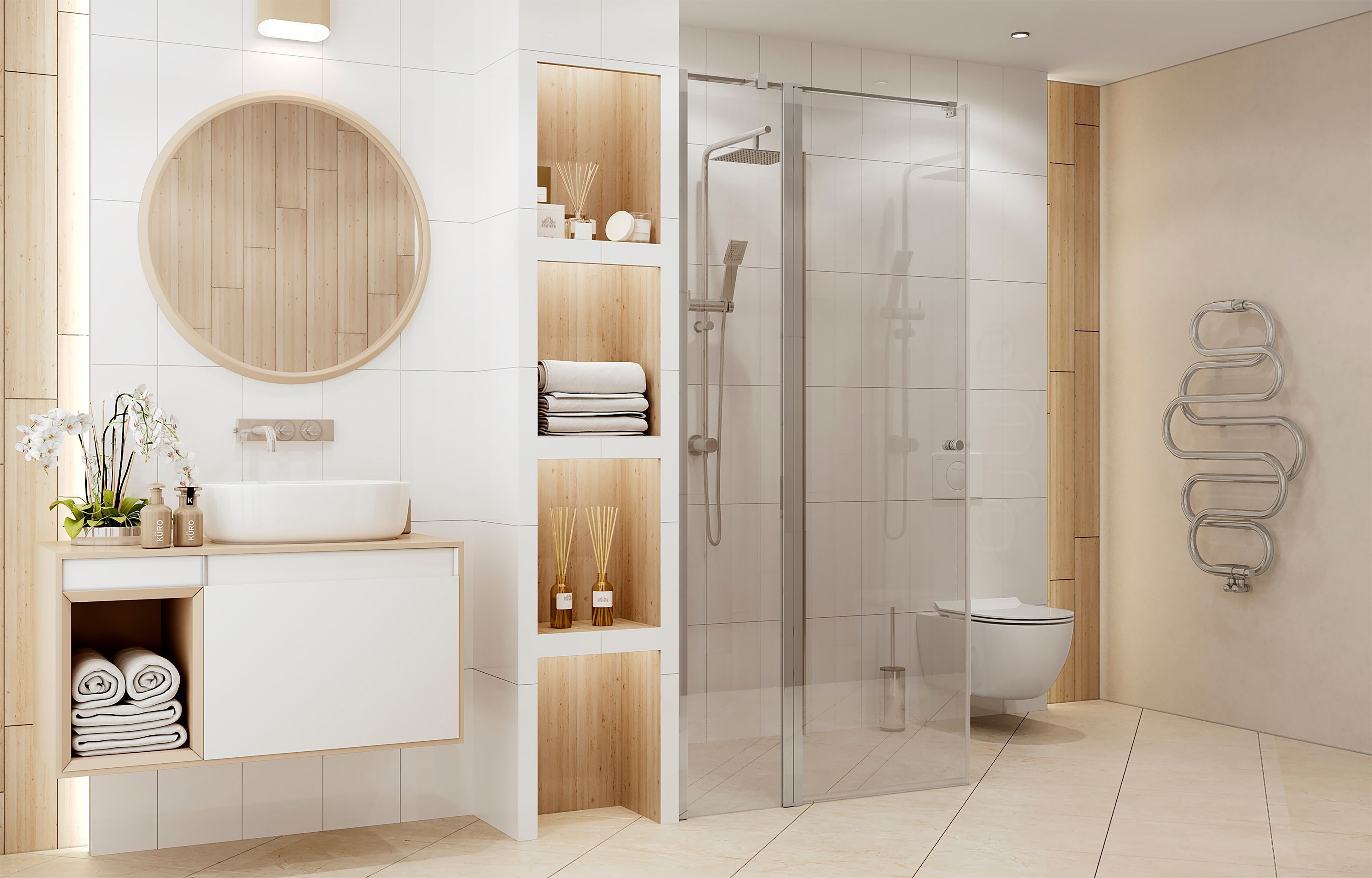 Квадратное душевое ограждение с распашной дверью и неподвижной частью Ambassador Nord