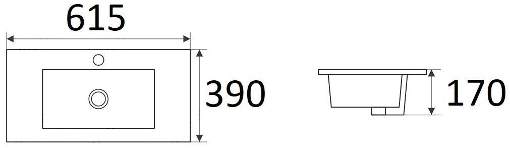 Раковина для ванной Ceramalux 60x39.5, 9393-60