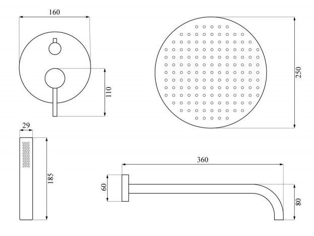 Душевая система встраиваемого монтажа Calani Nexos S Chrome, CAL-B0009