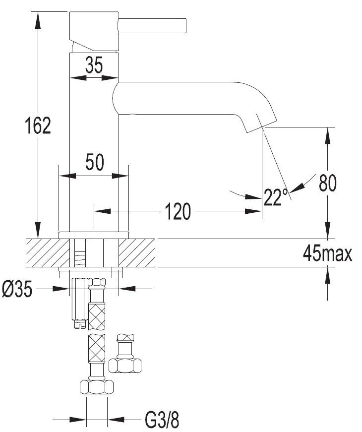 Смеситель для умывальника Omnires Y, Y1210NBLGL