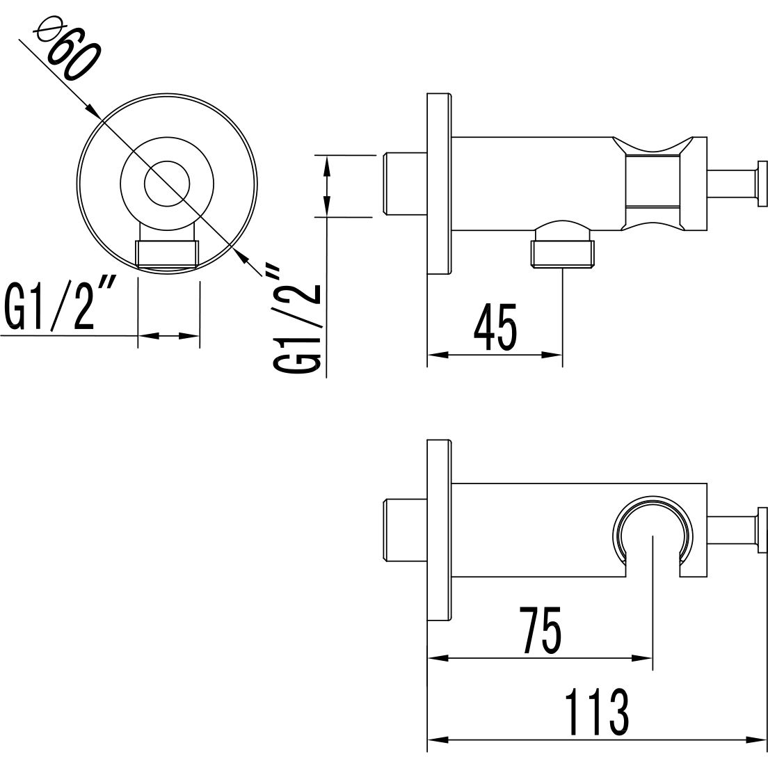 Подключение для душевого шланга с креплением для лейки Lemark, LM1185C