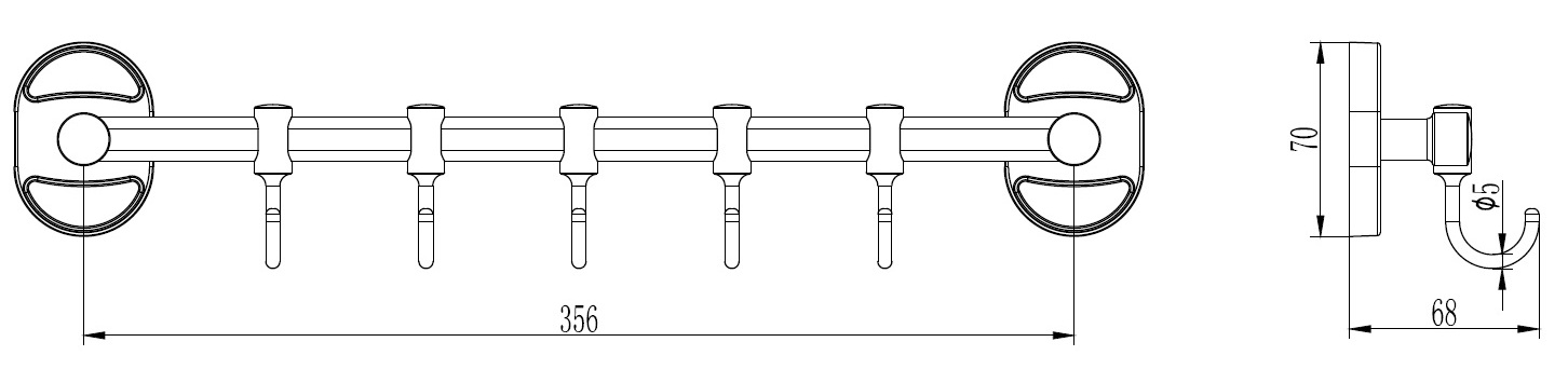 Планка с 5 подвижными крючками Ledeme L1915-5