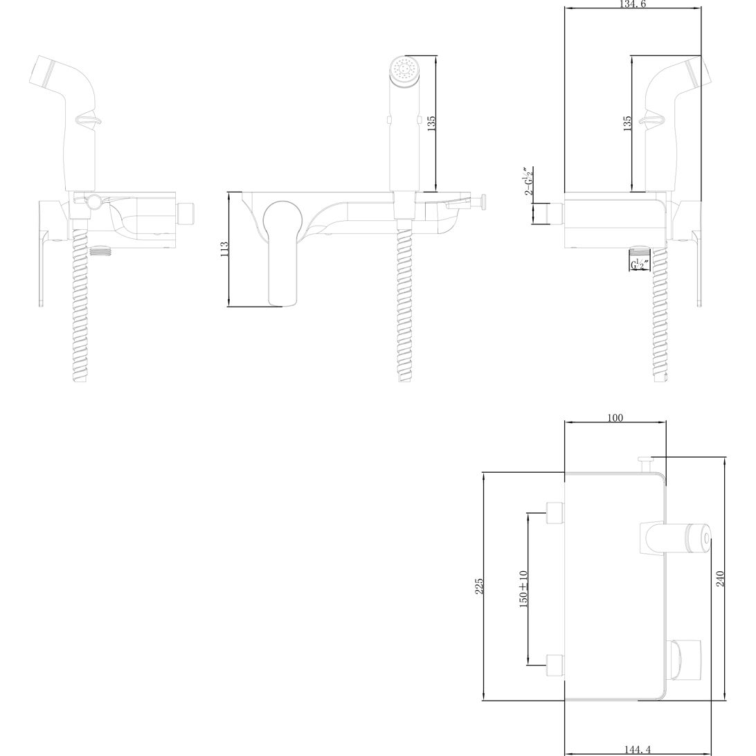 Смеситель настенный с гигиеническим душем Lemark Solo, LM7168CW