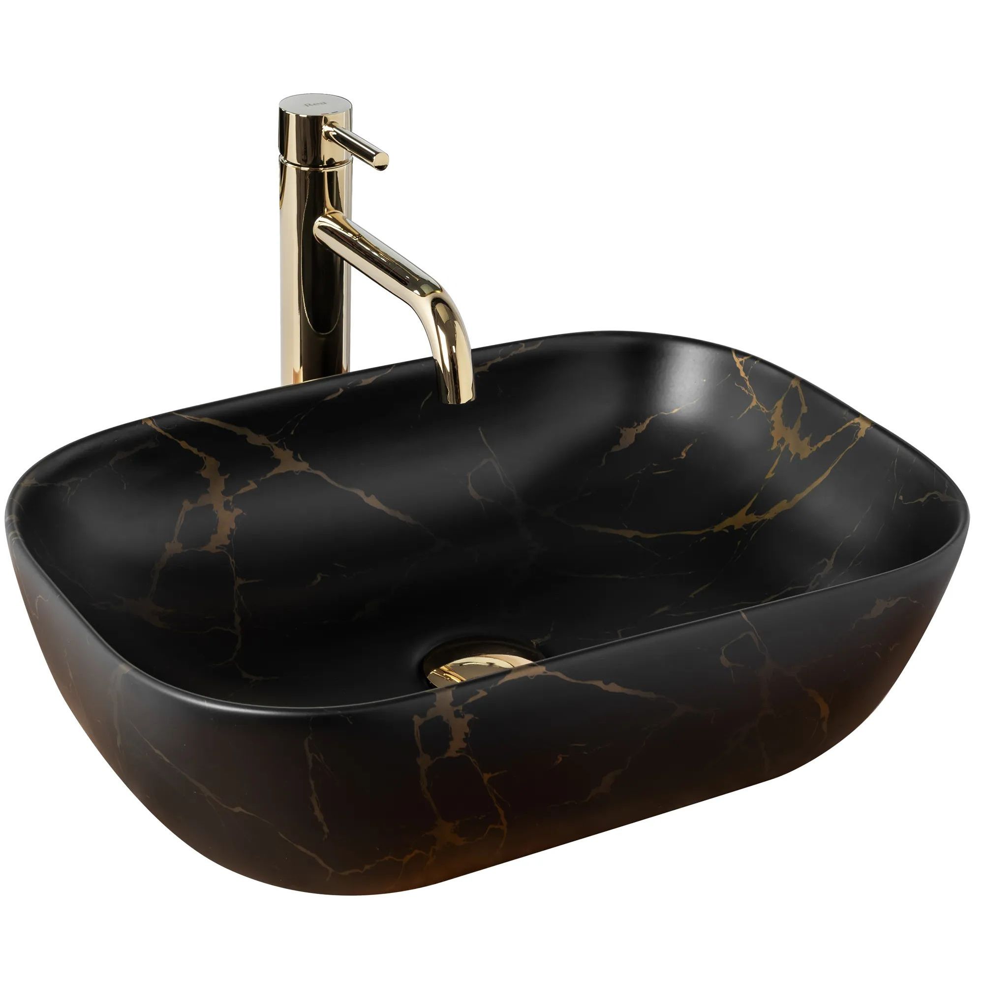 Умывальник Rea Belinda Black Marble Matt 46.5x33.5, REA-U8908