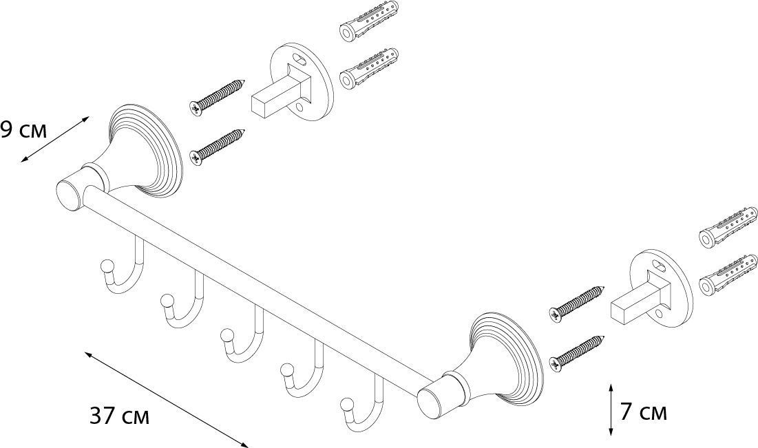 Планка 5 крючков Fixsen Best, FX-71605-5