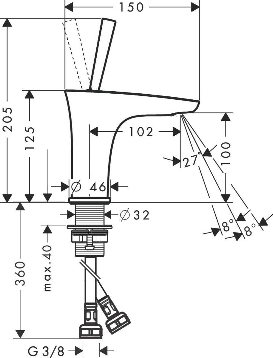 Смеситель для раковины Hansgrohe PuraVida 100, 15075000