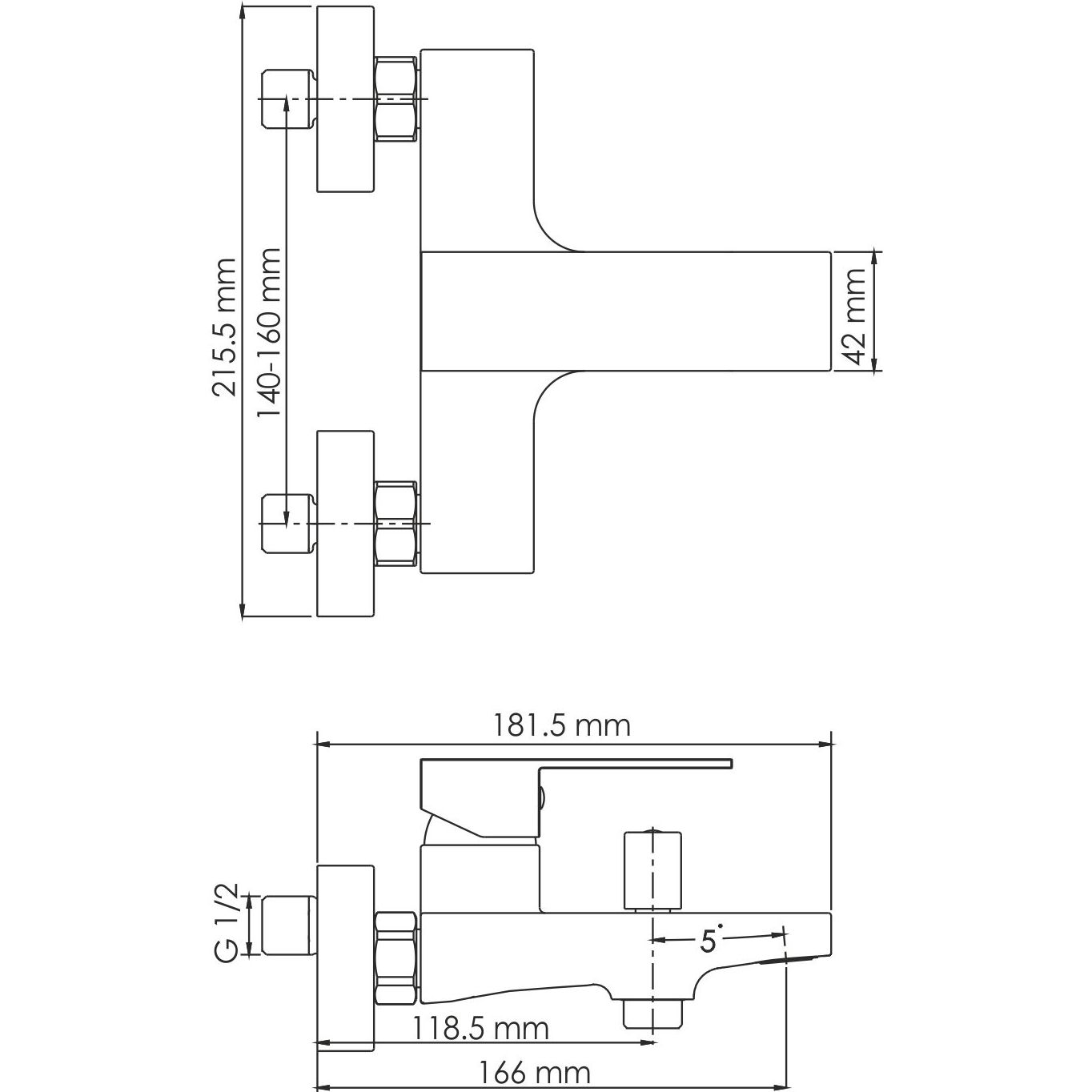 Смеситель для ванны с коротким изливом WasserKRAFT Abens, 2001