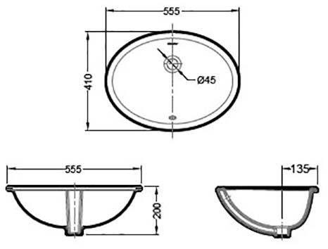 Встраиваемый снизу умывальник Bravat 55.5x41, C22102W-ENG