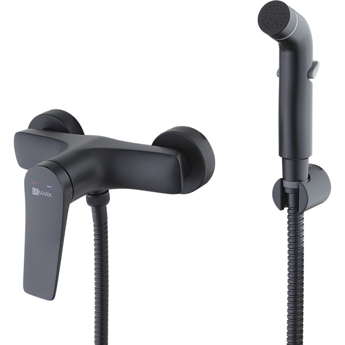 Смеситель настенный с гигиеническим душем Lemark Bronx, LM3718BL