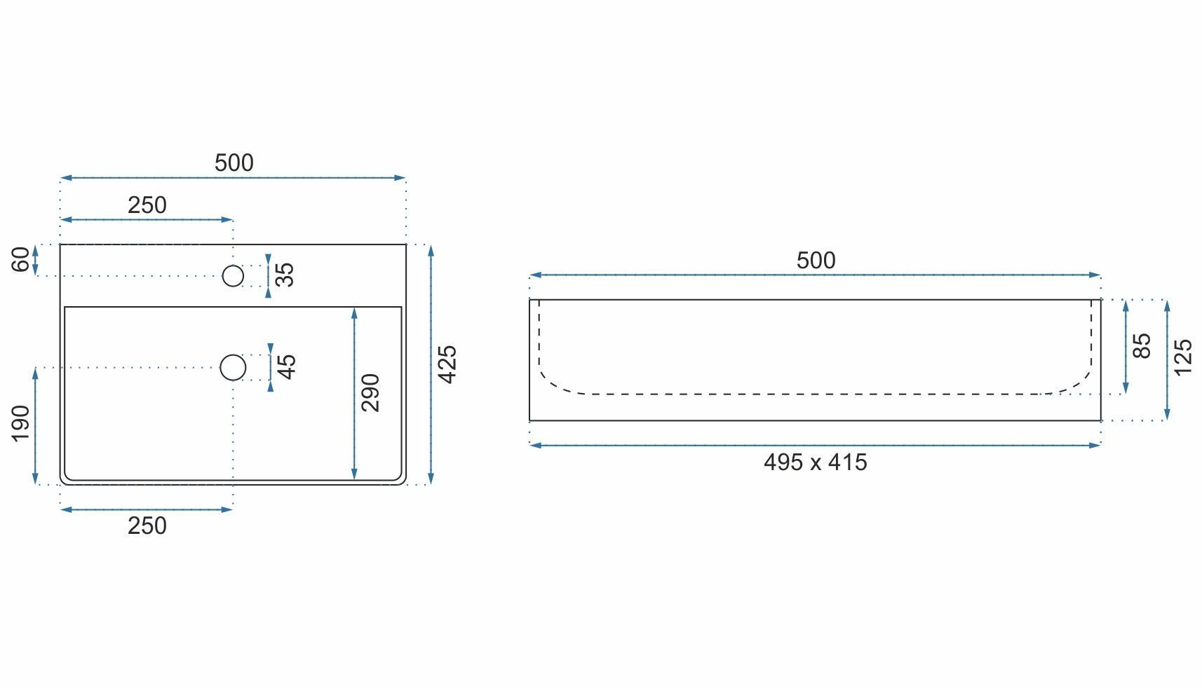 Умывальник Rea Gina 50x42.5, REA-U0676