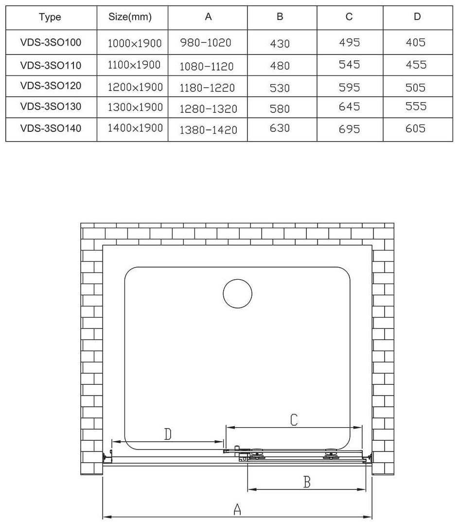 Душевая дверь Vincea Soft 120, VDS-3SO120CLB
