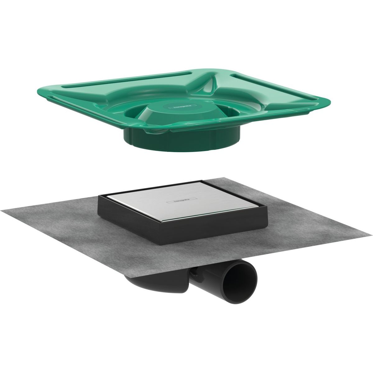 Точечный слив с решеткой 15х15 см для облицовки плиткой Hansgrohe RainDrain Spot, 56112800