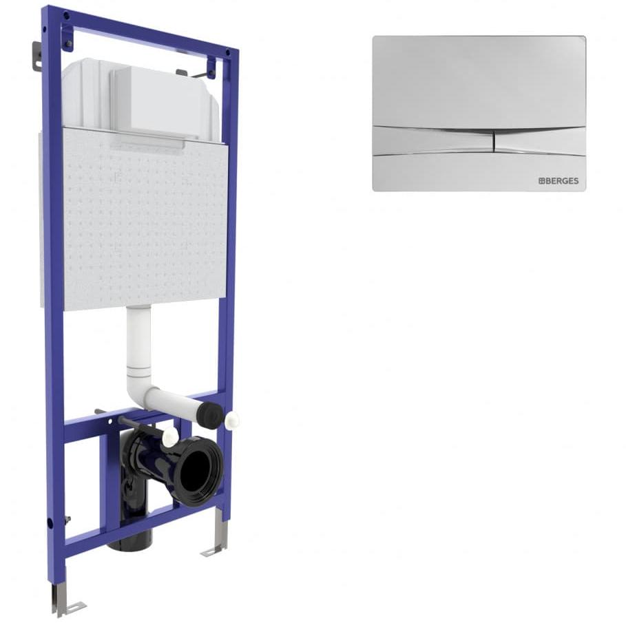 Инсталляция для скрытого монтажа унитаза Berges Novum кнопка F3 хром глянец, 040253