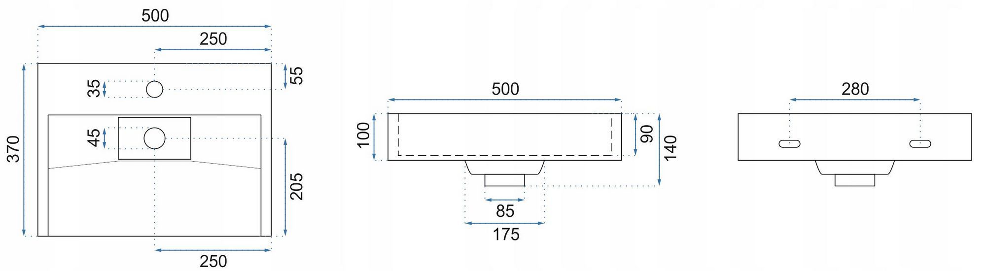 Умывальник Rea Goya Black 50x37, REA-U8778