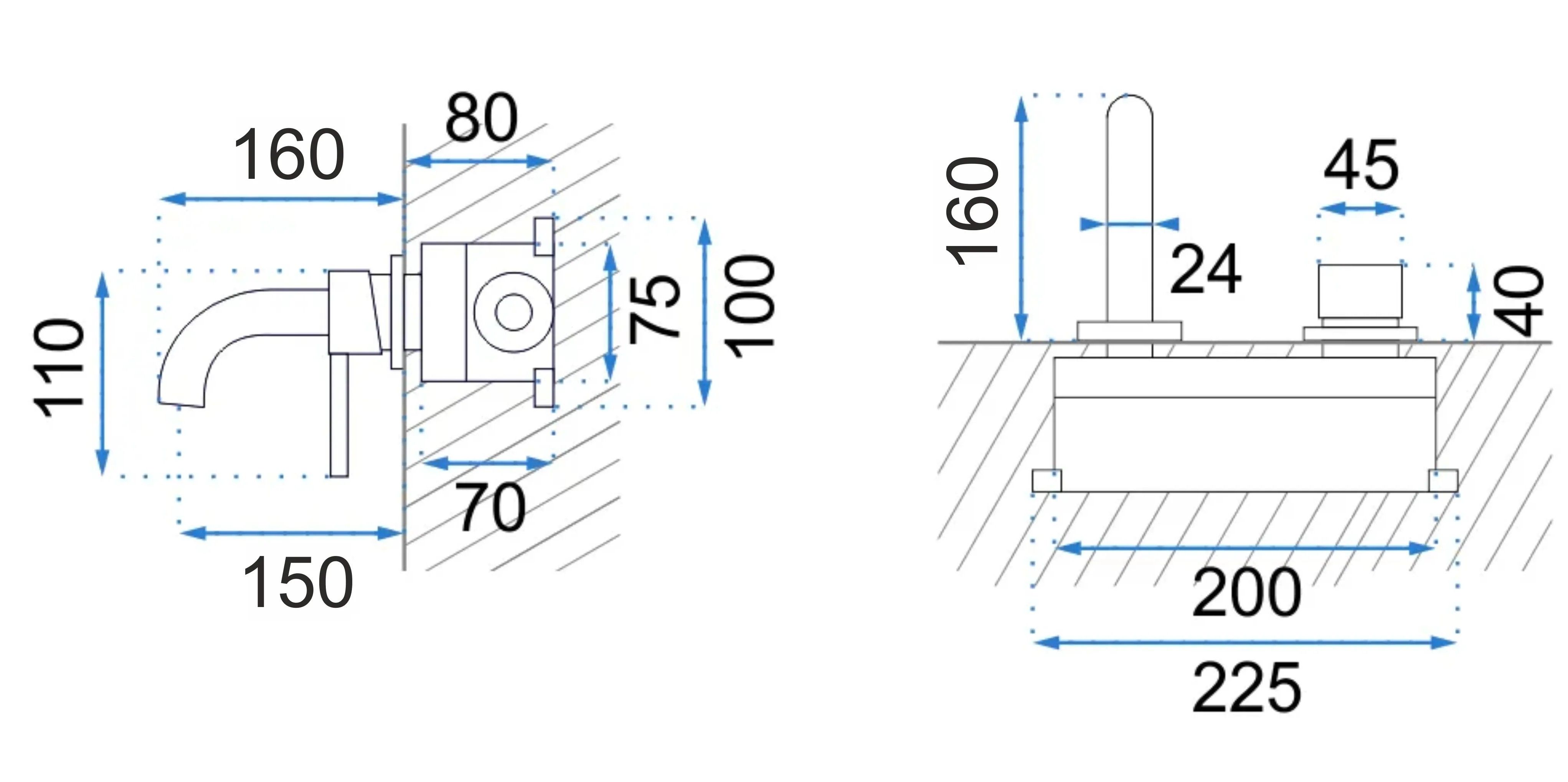 Смеситель встраиваемый Rea Lungo Black, BAT-B0969