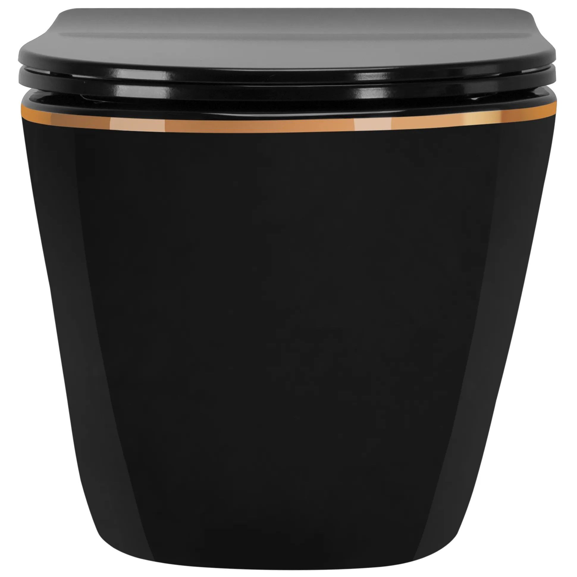 Унитаз подвесной Rea Carlo Mini Rimless Flat Black Gold Edge, REA-C8800