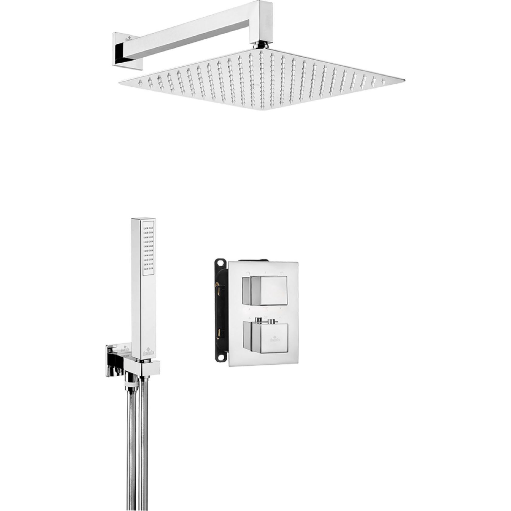 Душевая система скрытого монтажа с квадратным термостическим смесителем Deante Box, BXYZ0EAT