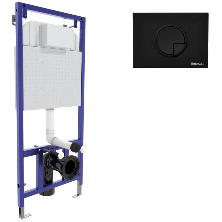 Инсталляция для скрытого монтажа унитаза Berges Novum кнопка R5 Soft Touch черная, 040225