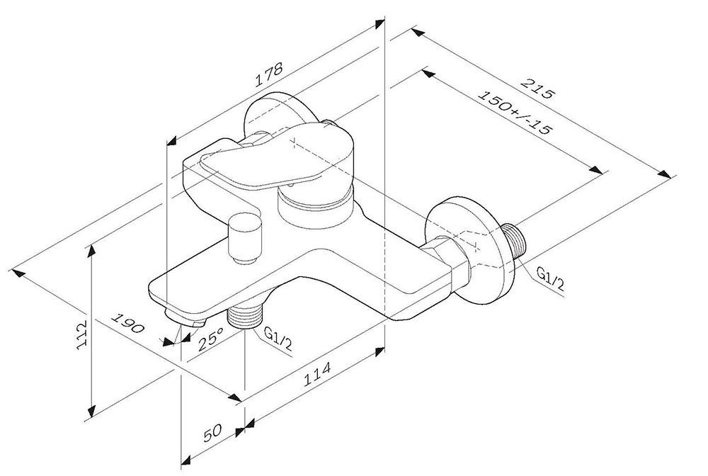 Смеситель для ванны и душа AM.PM X-Joy, F85A10022