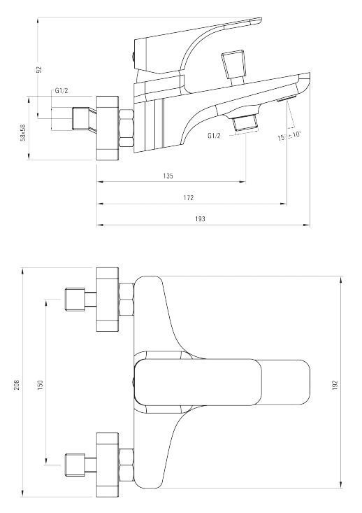 Смеситель для ванной Deante Hiacynt Nero, BQH_N10M